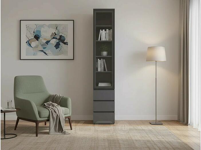 Норд Пенал-стекло (400) с ящиками (Графит, Графит)