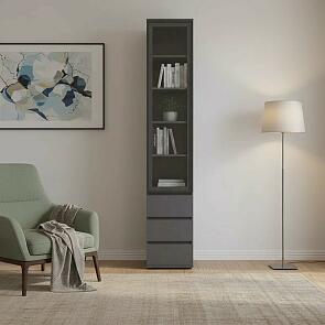 Норд Пенал-стекло (400) с ящиками (Графит, Графит)