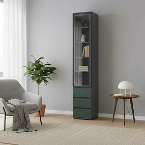 Норд Пенал-стекло (400) с ящиками (Изумрудный (КРОМКА ГРАФИТ), Графит)