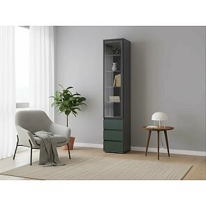 Норд Пенал-стекло (400) с ящиками (Изумрудный (КРОМКА ГРАФИТ), Графит)