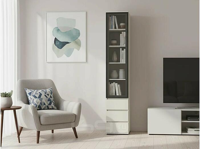 Норд Пенал-стекло (400) с ящиками (Кашемир, Кашемир)