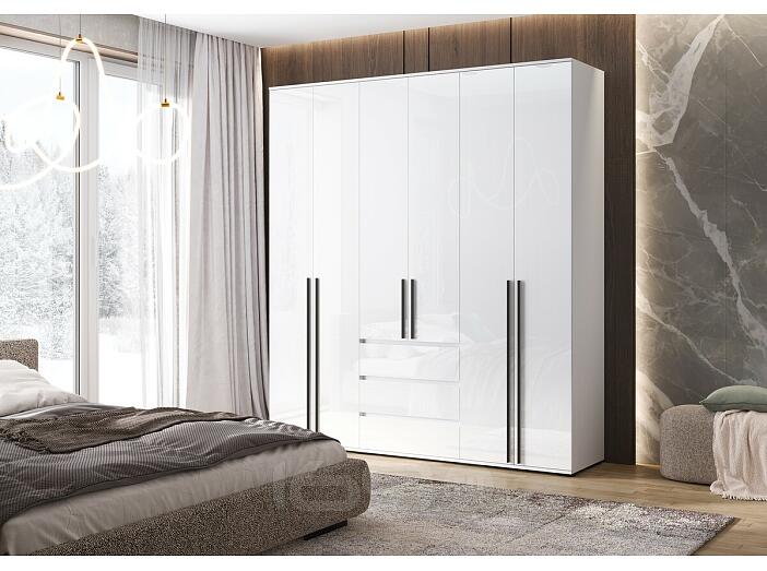 Норд Шкаф 6-ти ств. (Белый глянец, Белый)