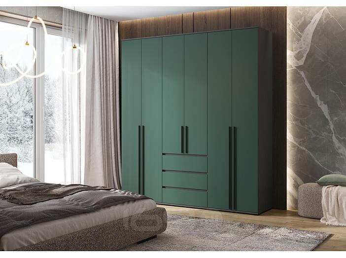 Норд Шкаф 6-ти ств. (Изумрудный (КРОМКА ГРАФИТ), Графит)