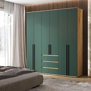 Норд Шкаф 6-ти ств. (Изумрудный (КРОМКА ИЗУМРУД), Дуб Крафт)