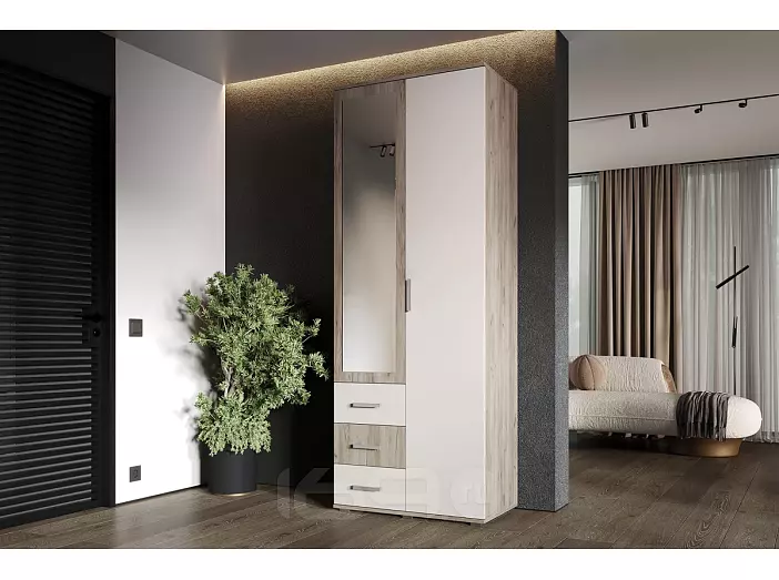 Шкаф 2-х ств Белла (гостиная) (Кашемир, Дуб Крафт серый)