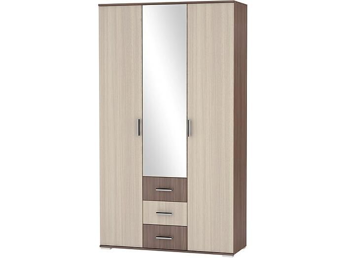 Шкаф трехстворчатый Рошель ШК-803 с ящиками ЛДСП Ясень шимо тёмный/светлый