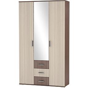 Шкаф трехстворчатый Рошель ШК-803 с ящиками ЛДСП Ясень шимо тёмный/светлый