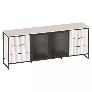 Тумба 2 дв 6 ящ "Нора" гостиная со стеклянными дверями Персидский жемчуг