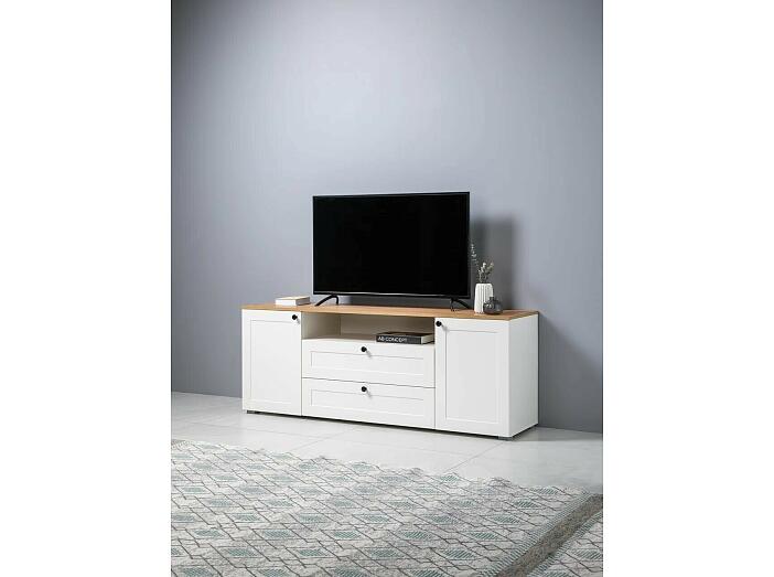 Остин Тумба под ТВ 16.47 Белый шагрень, Дуб Золотой Крафт