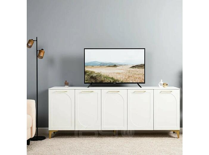 Монтесито Тумба под ТВ 16.66 Белый PE шагрень, белая шагрень 4101 ПВХ