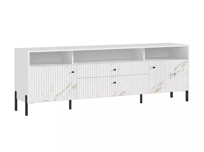 Оливия Тумба ТВ (металл) (Мрамор Золото, Белый)