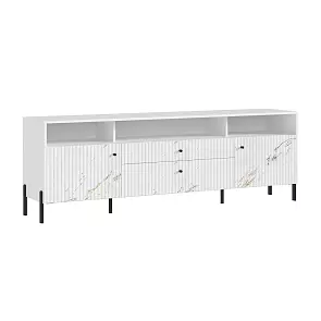 Оливия Тумба ТВ (металл) (Мрамор Золото, Белый)