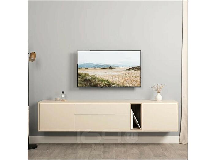 Тайл Тумба под ТВ 16.62 Сатин 7045 SU, Эмили Блаш U9135, Белый PE шагрень