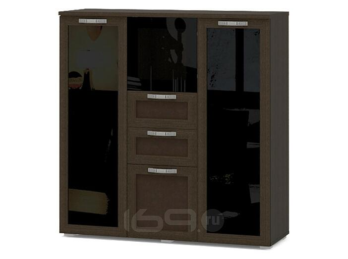 Комод Домино 2 Венге/Кожа черная ПВХ