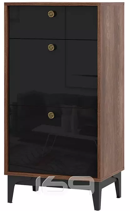 Комод BRASS КМ-4 Каштан Арвадона/Чёрный глянец купить недорого по цене ...