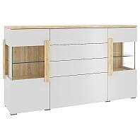 Комод Куба Дуб сонома Белый глянец 1642*940*385 | 1709.М4