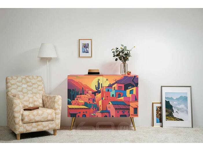 Кармин Комод 16.230.03 Красный PE D4070, Белый PE шагрень