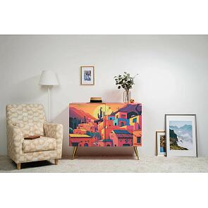 Кармин Комод 16.230.03 Красный PE D4070, Белый PE шагрень