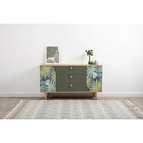 Маттиас Комод 16.245 Дымчатый Зеленый K521, Гикори Рокфорд Натуральный KO86 PW, Белый PE шагрень