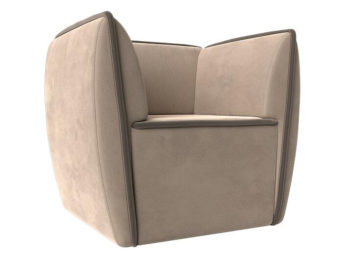 Кресло Бергамо Велюр Бежевый кант Коричневый