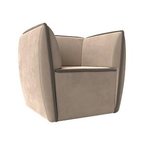 Кресло Бергамо Велюр Бежевый кант Коричневый