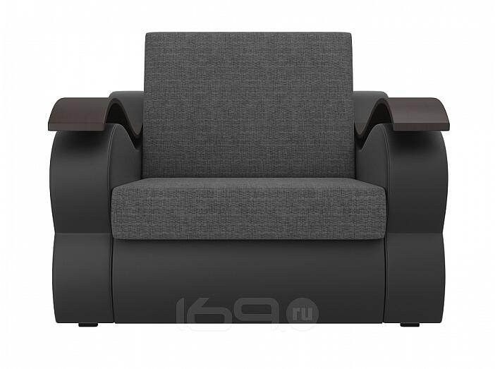 Кресло-кровать Меркурий Рогожка Серый Экокожа Черный