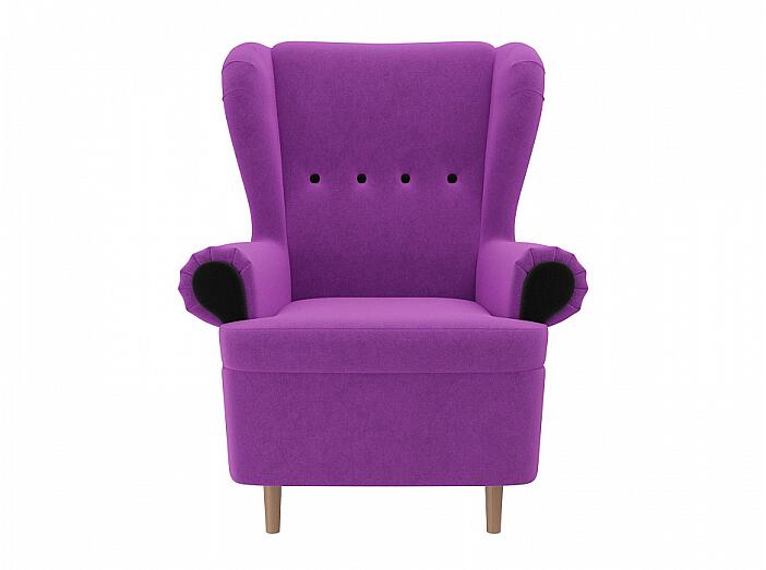 Кресло Торин Микровельвет Фиолетовый отделка чёрная