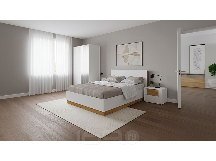 Кровать FRESCO без обивки белый без П/М 1400x2000, без ортопедического основания, изголовье жесткое