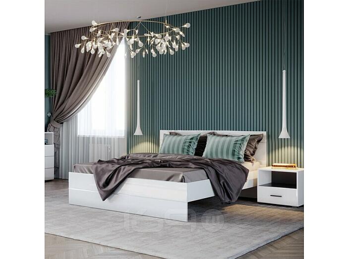 Кровать Gloss без обивки белый без П/М 1600x2000, изголовье жесткое
