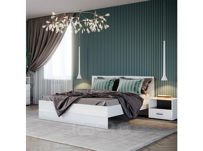 GLOSS кровать 1600х2000 Белый/Белый глянец