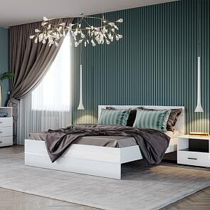 Кровать Gloss без обивки белый без П/М 1600x2000, изголовье жесткое