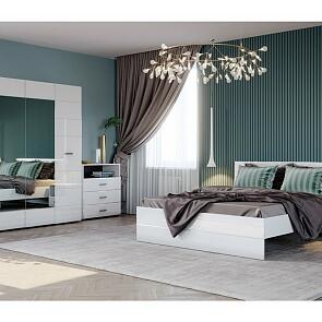 Кровать Gloss без обивки белый без П/М 1600x2000, изголовье жесткое