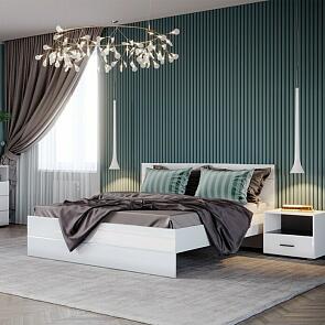 GLOSS кровать 1600х2000 Белый/Белый глянец