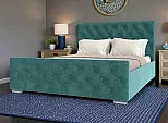 Кровать ИНТЕРО велюр бирюзовый 1400x2000, изголовье мягкое