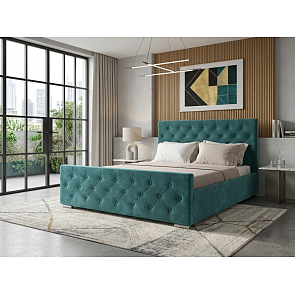 Кровать ИНТЕРО велюр бирюзовый 1800x2000, изголовье мягкое