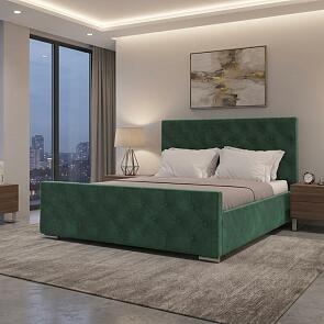 Кровать ИНТЕРО велюр зеленый 1800x2000, изголовье мягкое
