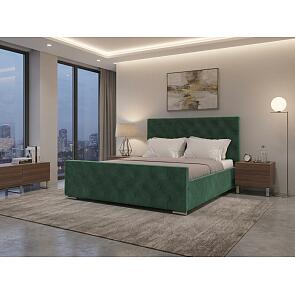 Кровать ИНТЕРО велюр зеленый 1800x2000, изголовье мягкое