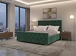Кровать ИНТЕРО велюр зеленый 1800x2000, изголовье мягкое