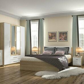 Кровать БЛАНКА 160*200 дуб Сонома/Белый глянец