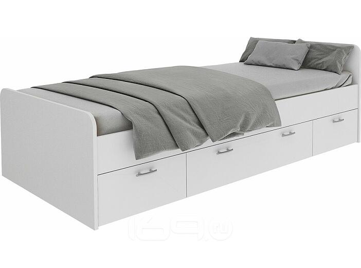 Кровать Боро без обивки белый 900x2000, изголовье жесткое