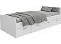 Кровать Боро без обивки белый 900x2000, изголовье жесткое