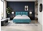 Кровать Chessy велюр лофти лазурь 1400x2000, изголовье мягкое