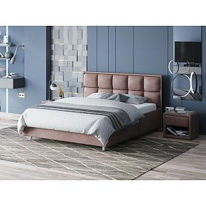 Кровать Chessy велюр ultra горячий шоколад без подъёмного механизма 1400x2000, без ортопедического основания, изголовье мягкое