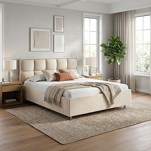 Кровать Chessy велюр ultra песочный 1200x2000, изголовье мягкое