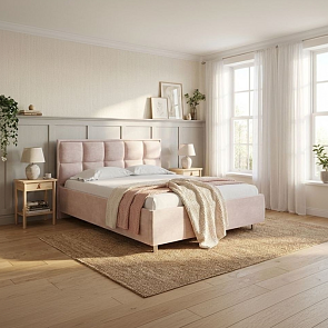 Кровать Chessy велюр лофти бежевый 1200x2000, изголовье мягкое