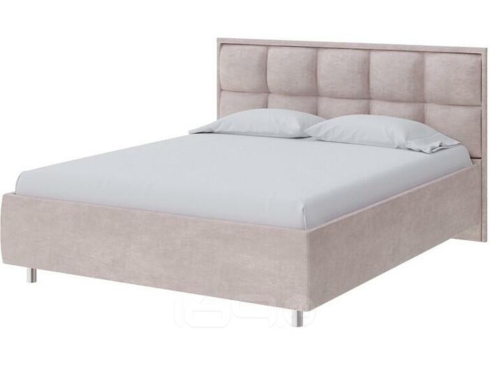 Кровать Chessy велюр лофти бежевый 1600x2000, изголовье мягкое