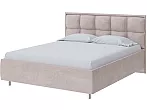 Кровать Chessy велюр лофти бежевый без П/М 180x200, без ортопедического основания, изголовье мягкое