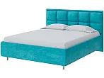 Кровать Chessy велюр лофти лазурь без П/М 180x200, без ортопедического основания, изголовье мягкое