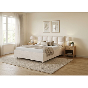 Кровать Chessy велюр лофти лён 1200x2000, изголовье мягкое