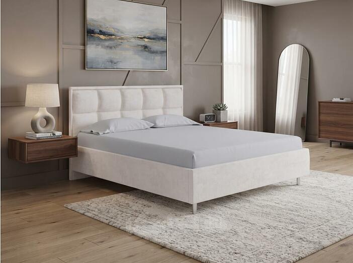 Кровать Chessy велюр лофти лён 1400x2000, изголовье мягкое